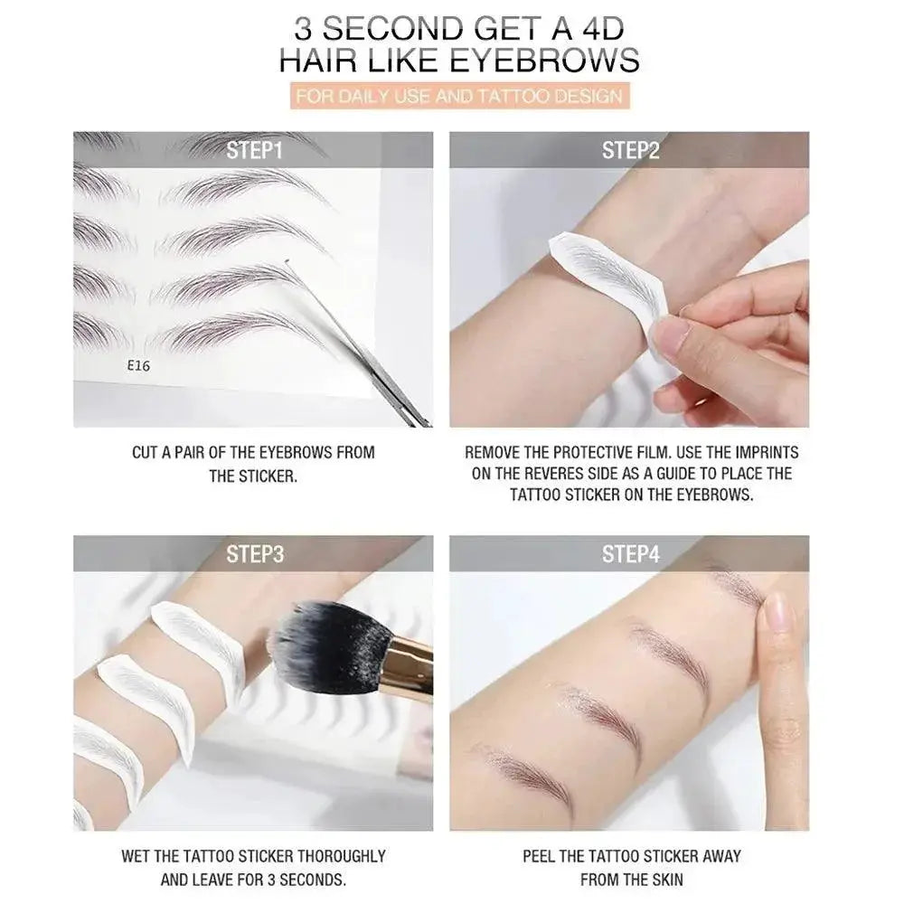 Authentic 4D Hair Eyebrows Waterproof Tattoo Stickers Set