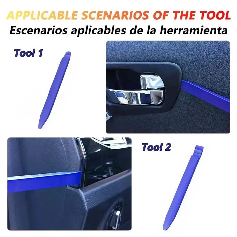 Auto Dismantle Tools Kit Blue Car Door Clip Removal Set Hooks Included