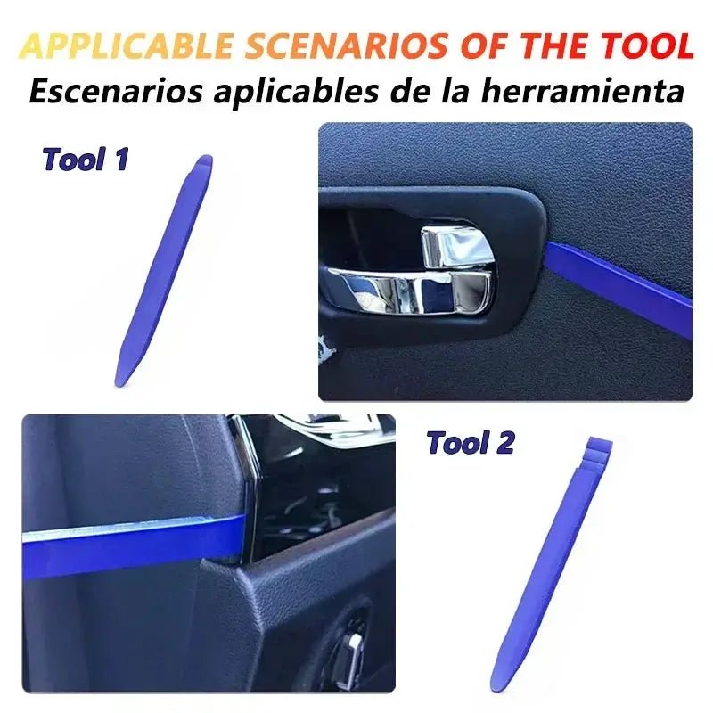 Auto Dismantle Tools Kit Blue Car Door Clip Removal Set Hooks Included