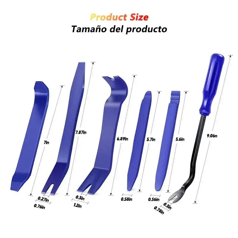 Auto Dismantle Tools Kit Blue Car Door Clip Removal Set Hooks Included
