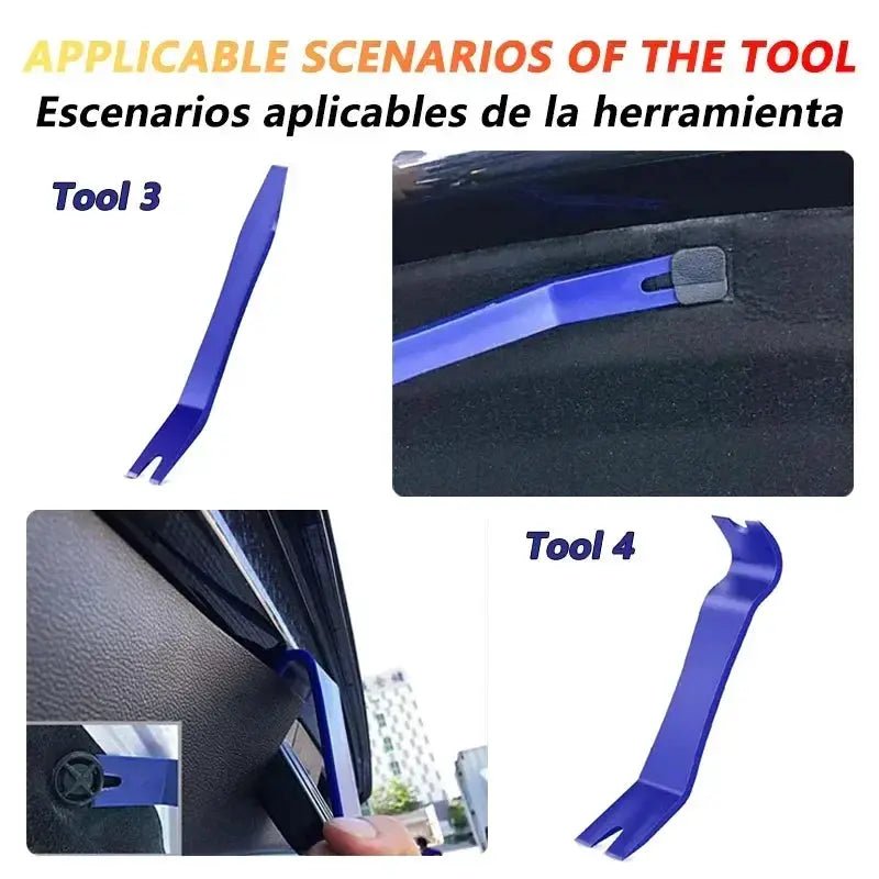 Auto Dismantle Tools Kit Blue Car Door Clip Removal Set Hooks Included