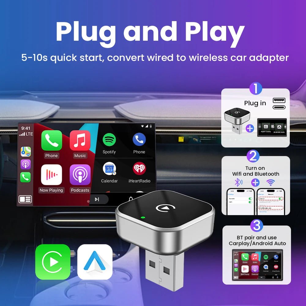 AutoLink Wireless CarPlay Android Auto Adapter - Plug And Play Convenience Ultra