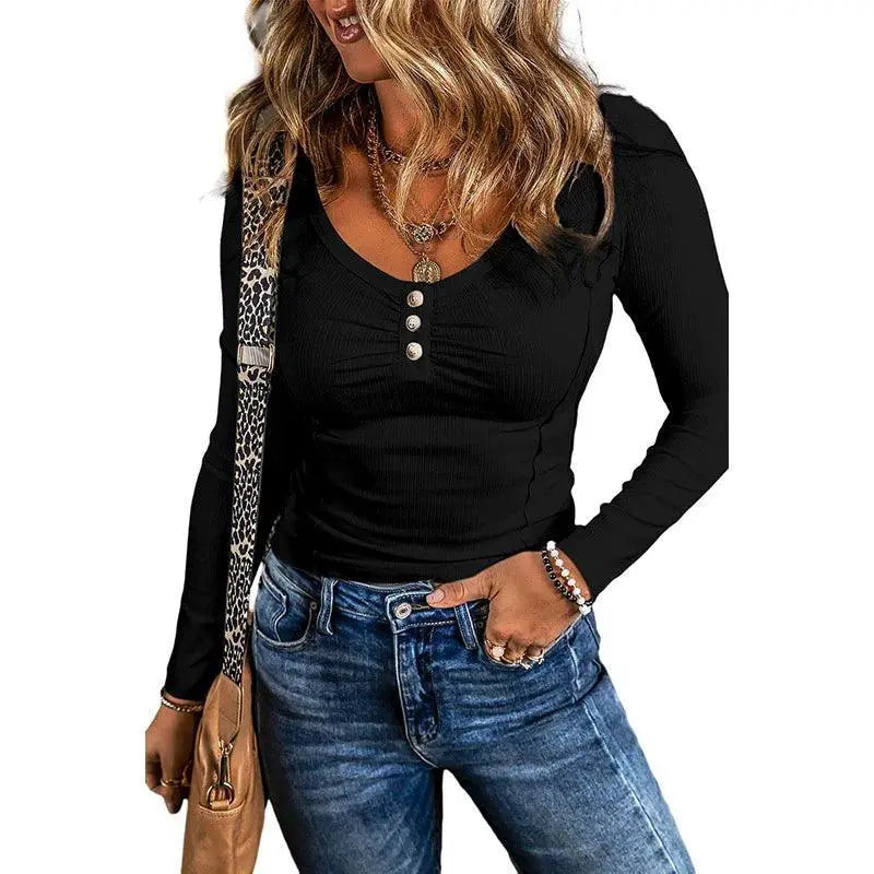Autumn Winter Solid Color Long Sleeve T Shirt for Layering