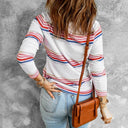 Autumn and Winter Thin Fashion Contrast Color Long Sleeve T-shirt