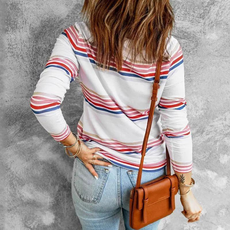 Autumn Winter Thin Fashion Contrast Long Sleeve Shirt