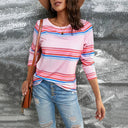 Autumn and Winter Thin Fashion Contrast Color Long Sleeve T-shirt