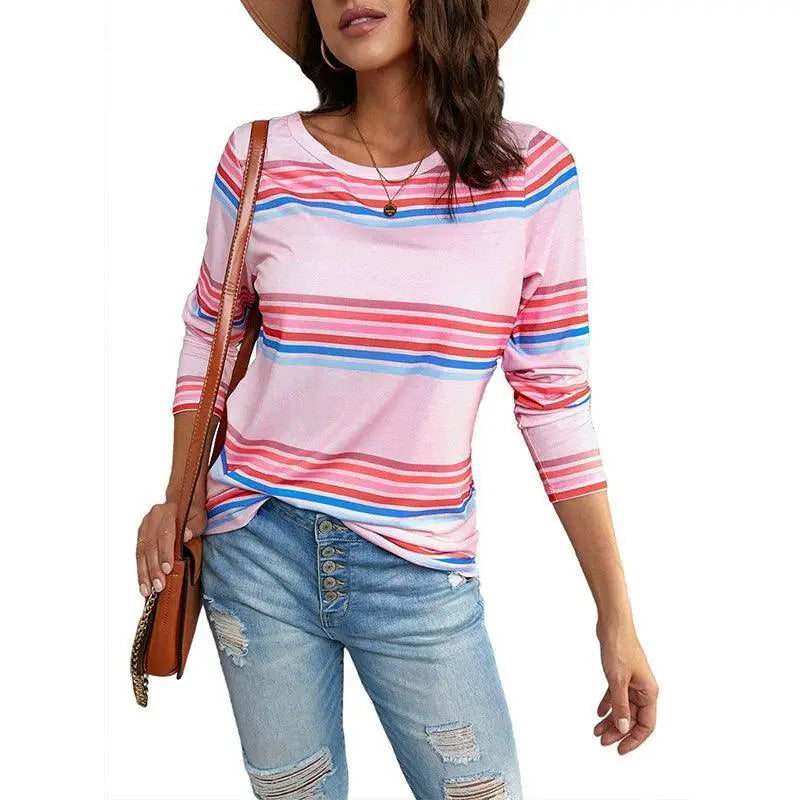 Autumn Winter Thin Fashion Contrast Long Sleeve Shirt