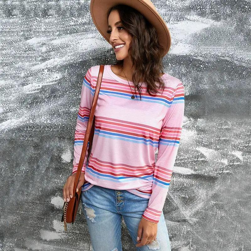 Autumn Winter Thin Fashion Contrast Long Sleeve Shirt