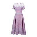 Autumn Charm Pink Purple Floral Dress Elegant National Style