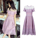 Autumn Charm Pink Purple Floral Dress Elegant National Style