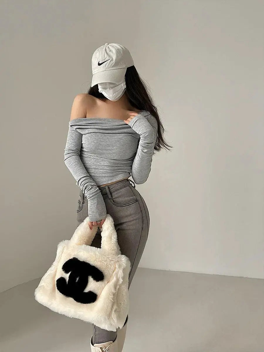 Autumn Elegance Strapless Ruched Shirt Chic Style Outfit
