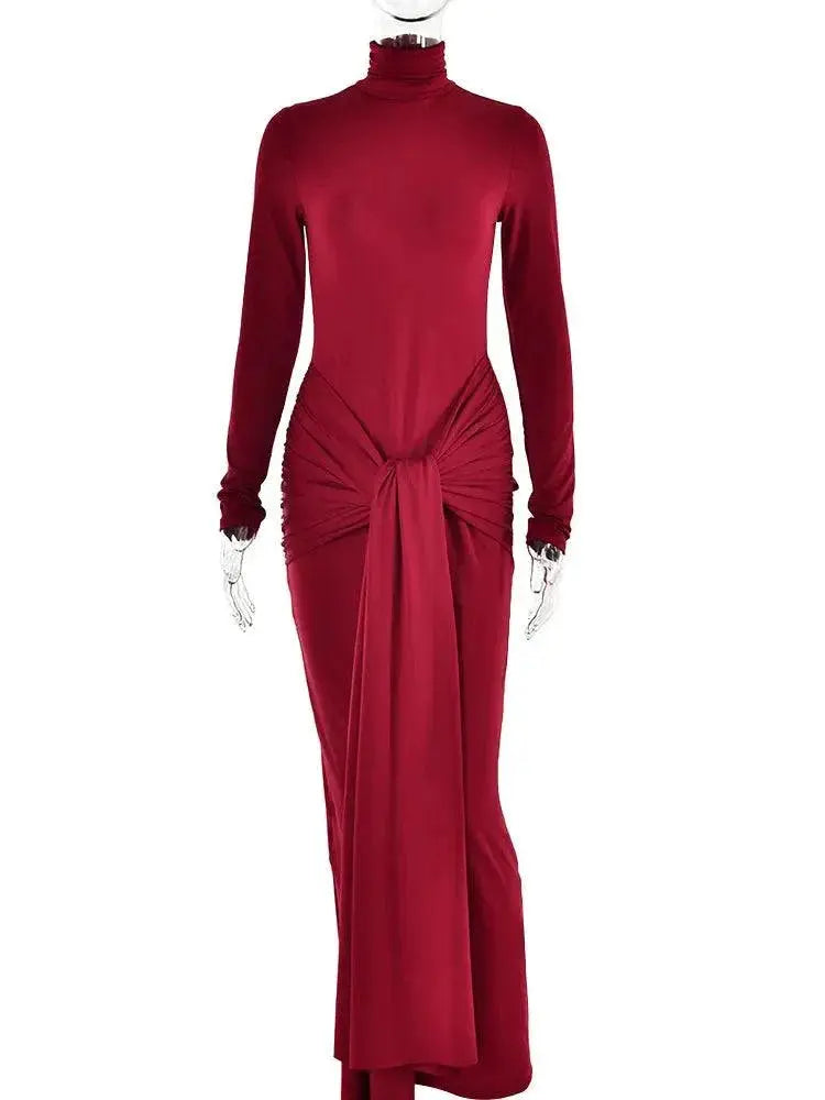 Articat Autumn Glamour Lace Up Maxi Dress For Elegant Events