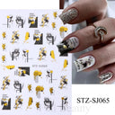 Autumn Splendor Nail Art Stickers Gold Leaf Floral Designs