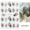 Autumn Splendor Nail Art Stickers Gold Leaf Floral Designs