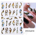 Autumn Splendor Nail Art Stickers Gold Leaf Floral Designs