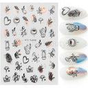 Autumn Splendor Nail Art Stickers Gold Leaf Floral Designs