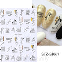 Autumn Splendor Nail Art Stickers Gold Leaf Floral Designs