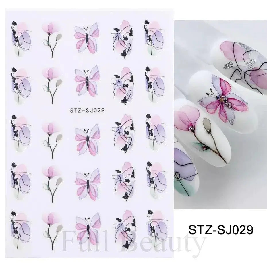 Autumn Splendor Nail Art Stickers Gold Leaf Floral Designs