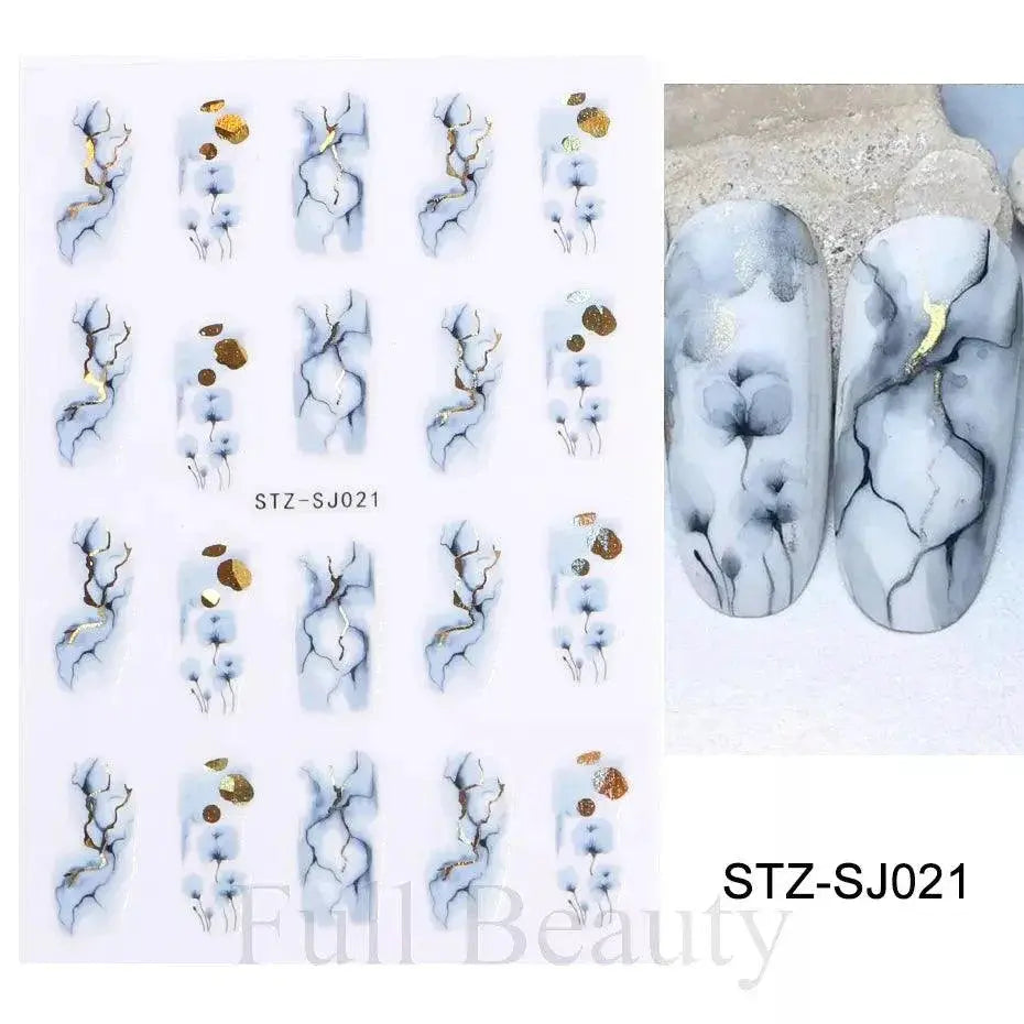 Autumn Splendor Nail Art Stickers Gold Leaf Floral Designs