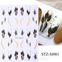 Autumn Splendor Nail Art Stickers Gold Leaf Floral Designs