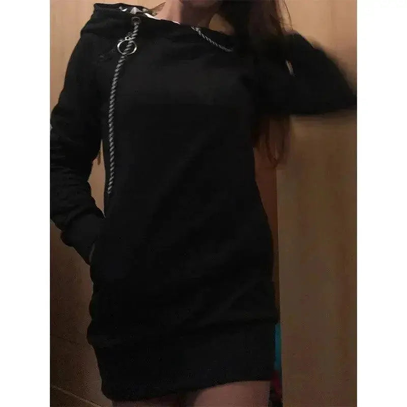 Autumn Winter Hoodie Dress For Women Cozy Sweatshirt