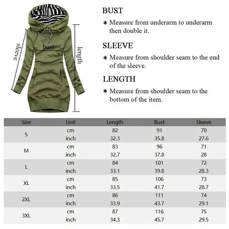 Autumn Winter Hoodie Dress For Women Cozy Sweatshirt