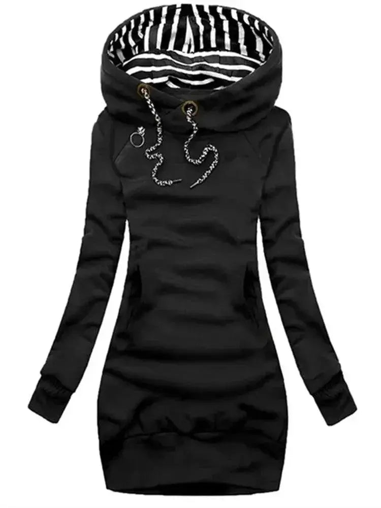 Autumn Winter Hoodie Dress For Women Cozy Sweatshirt