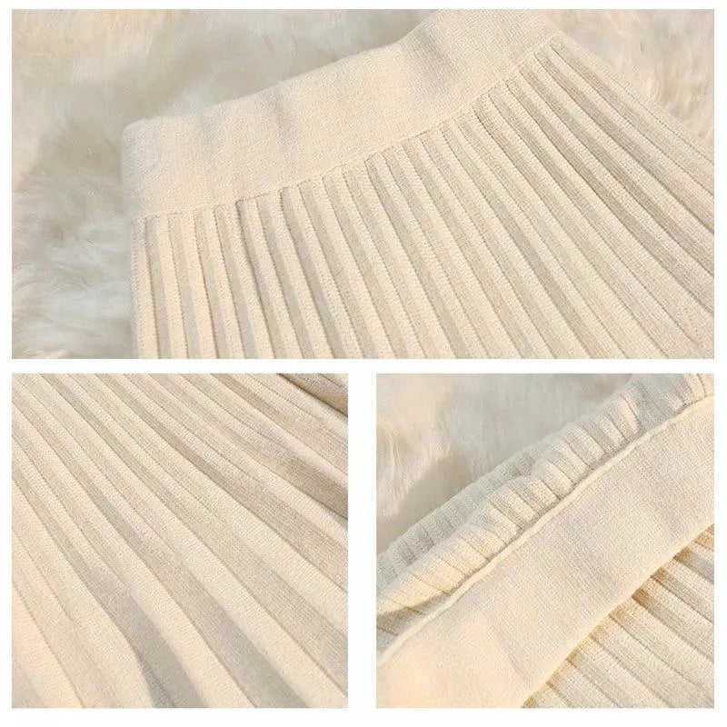 Autumn Winter Knitted Elastic High Waist A Line Mini Skirts