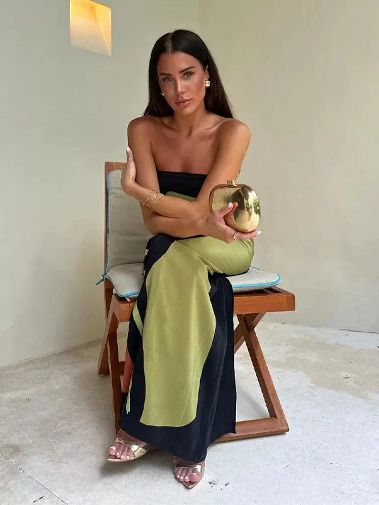Chic Avocado Print Off Shoulder Summer Dress For Women