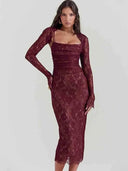 Avrilyaan Lace Bodycon Dress Sophisticated Evening Wear
