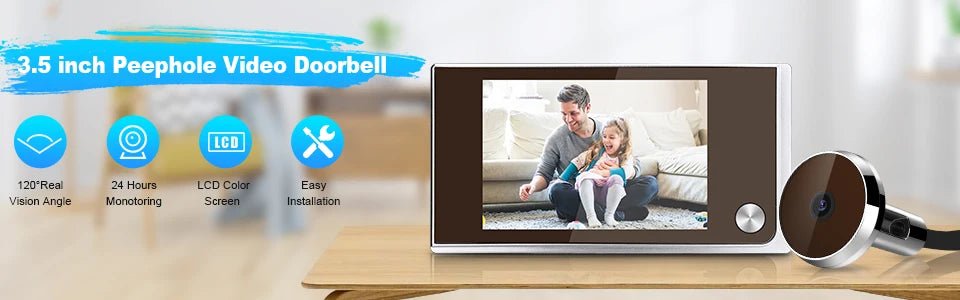 Awapow 3.5 Inch Door Bell Peephole Viewer - 120 Degree LCD Digital Door Bell Cam