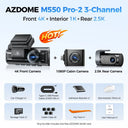 AZDOME M550 Pro Dash Cam 4K and 2.5K Triple Channel GPS 5.8GHz WiFi 24Hr Parking