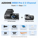AZDOME M550 Pro Dash Cam 4K and 2.5K Triple Channel GPS 5.8GHz WiFi 24Hr Parking