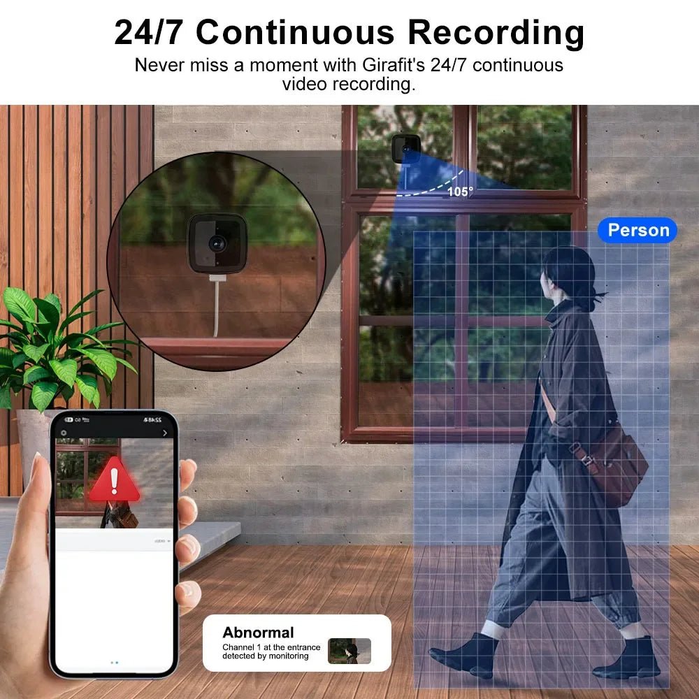 AzureGuard 1080P WiFi Window Camera - Full Color Night Vision Plus Two Way Audio