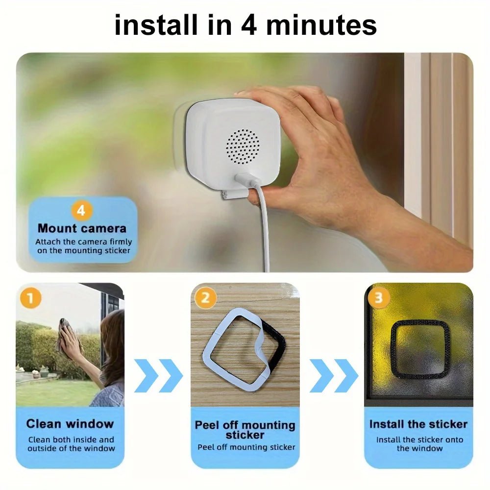AzureGuard 1080P WiFi Window Camera - Full Color Night Vision Plus Two Way Audio