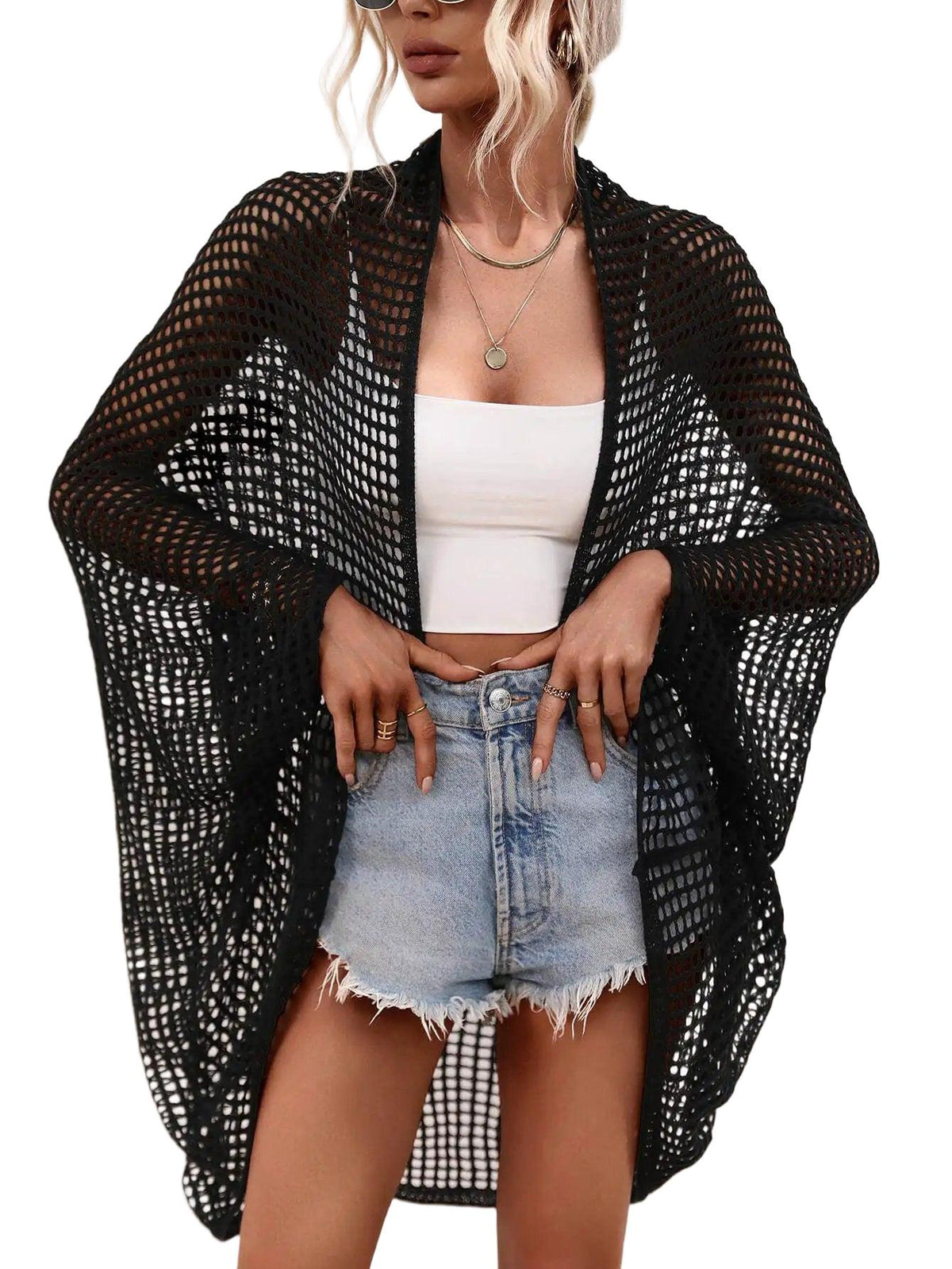 Elegant Open Front Longline Cover Up — product view 1