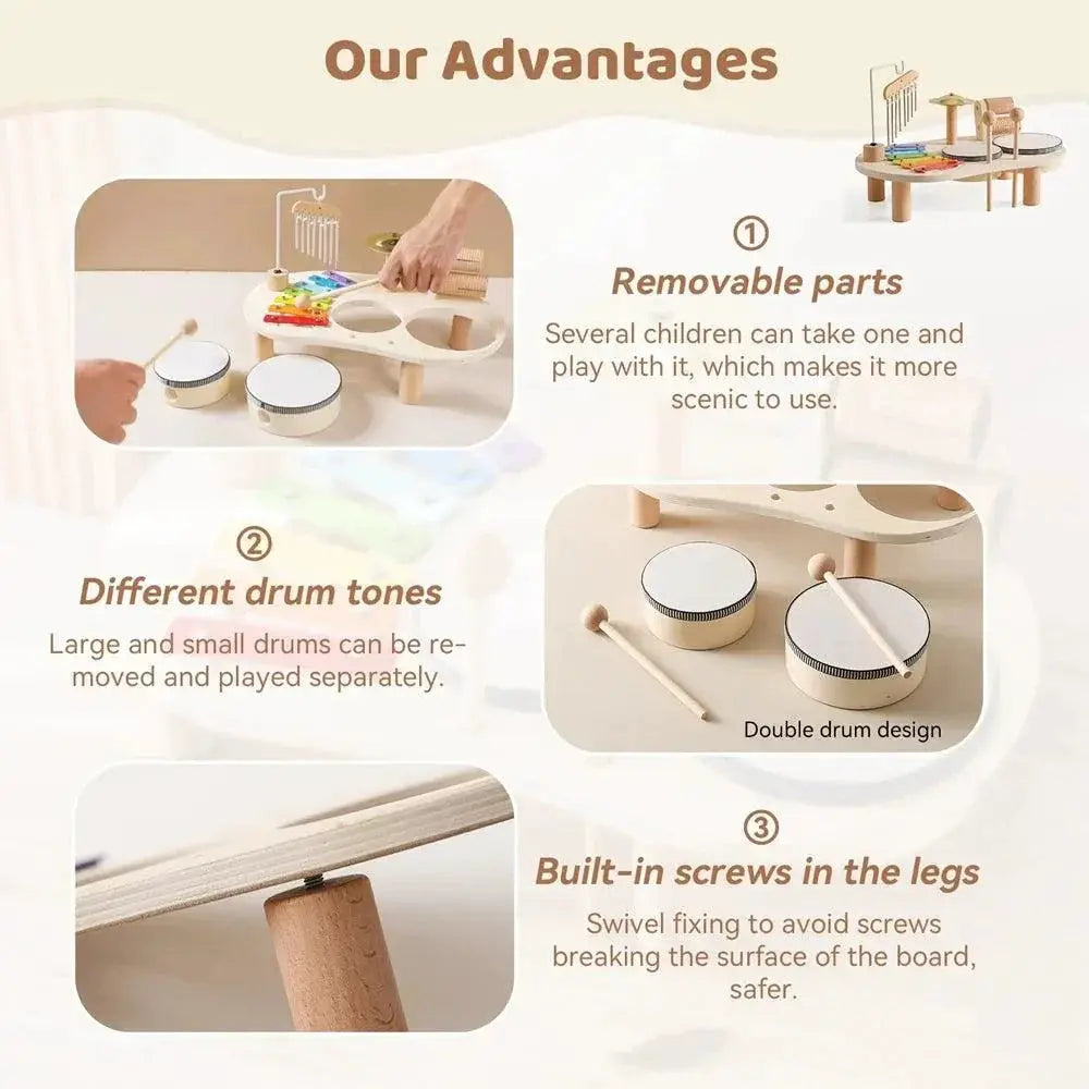 Baby Aeolian Bells Rattle Montessori Music Table Toys Set