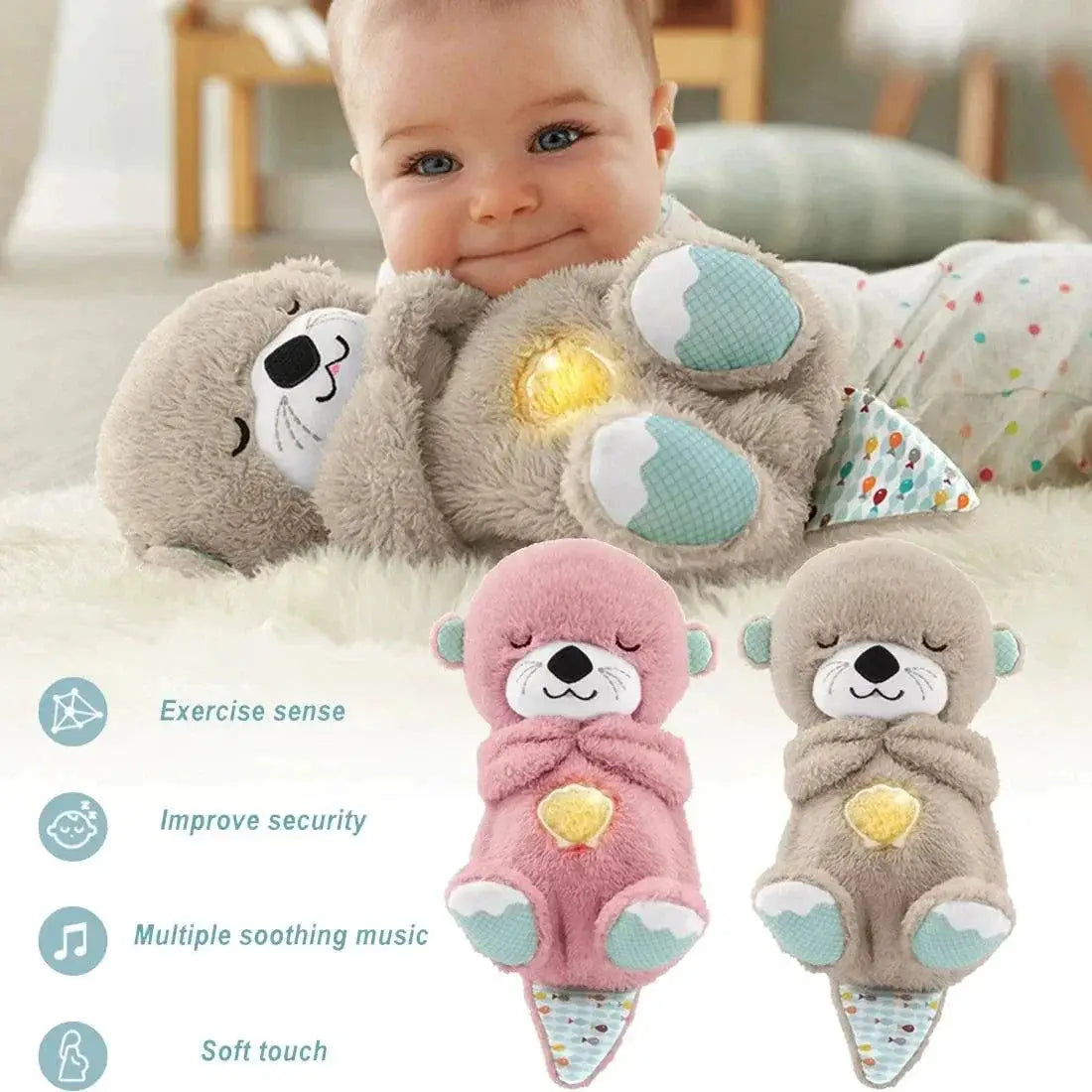 Baby Breathing Bear Soothing Otter Plush Doll Toy Gift