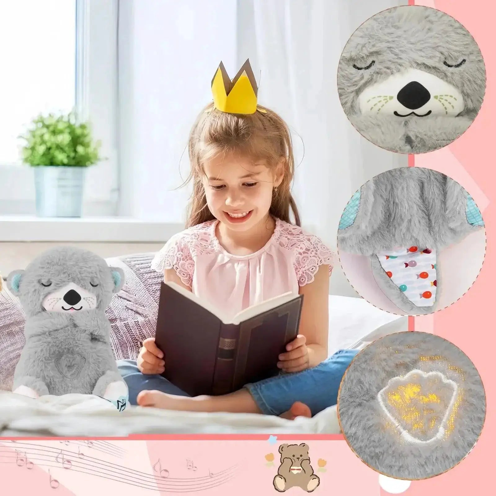 Baby Breathing Bear Soothing Otter Plush Doll Toy Gift