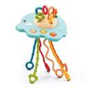 Baby Rattle Teether Toys Montessori Silicone Pull String Games