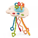 Baby Rattle Teether Toys Montessori Silicone Pull String Games