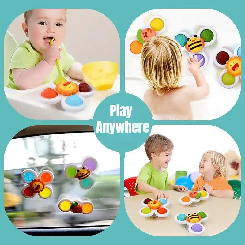 Baby Spinning Top Toy Colorful Rattle Suction Teether