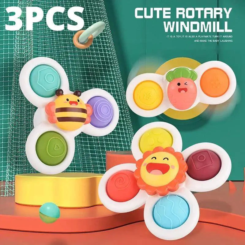 Baby Spinning Top Toy Colorful Rattle Suction Teether