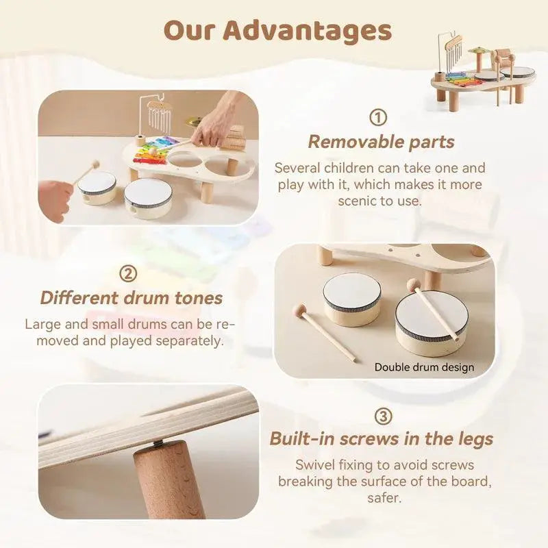 Baby Wooden Musical Instruments Set for Kids Percussion Toys