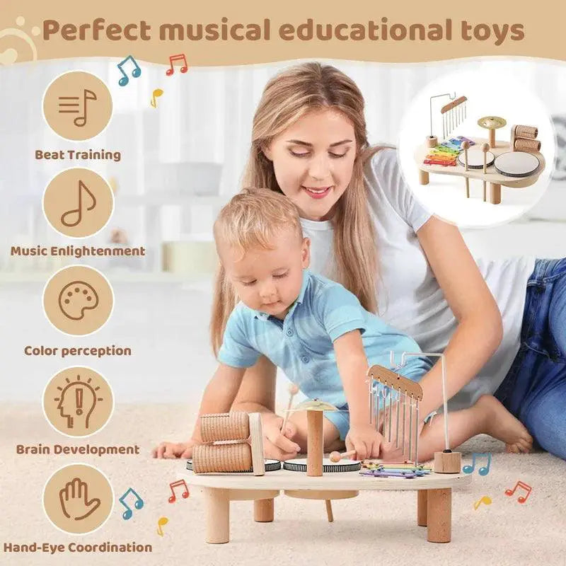 Baby Wooden Musical Instruments Set for Kids Percussion Toys