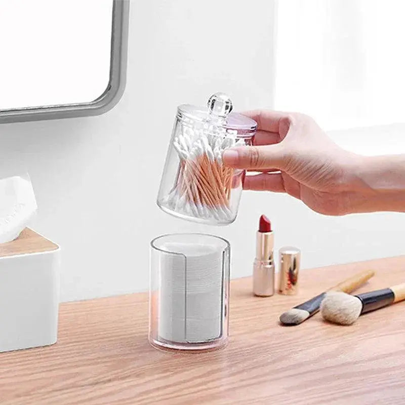 Bamboo Makeup Swabs and Cotton Pads Holder Organizer Elegant