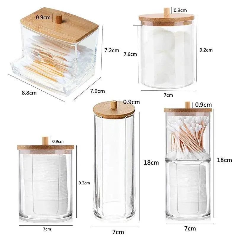 Bamboo Makeup Swabs and Cotton Pads Holder Organizer Elegant