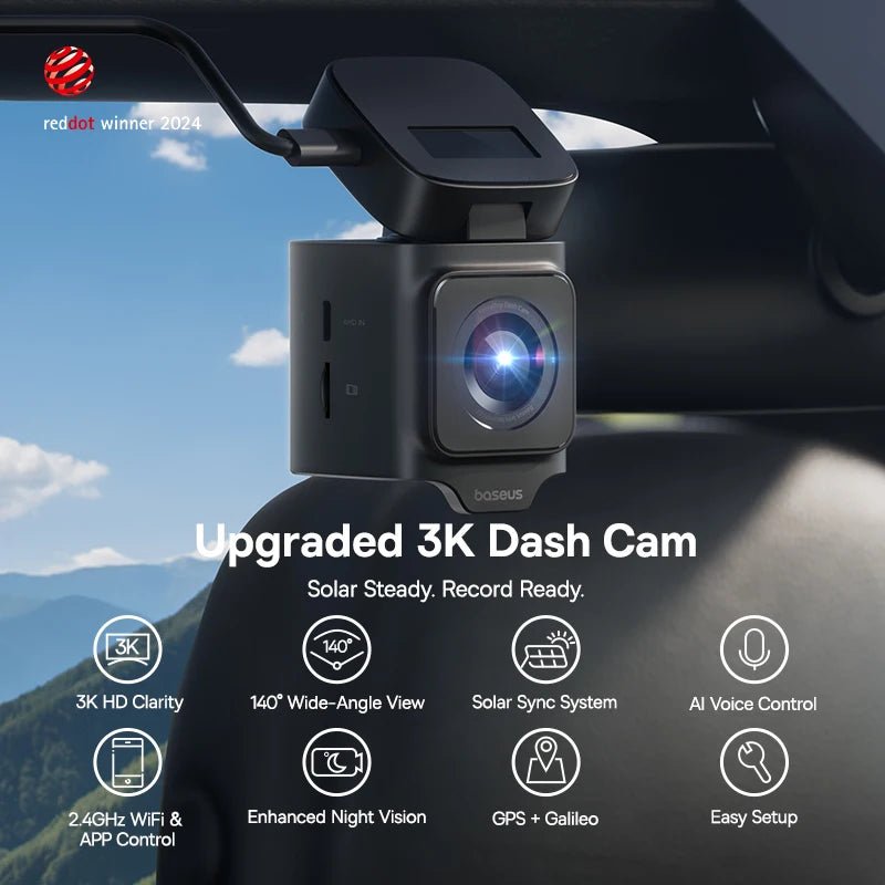 Baseus 3K Dash Cam VD1 Dual Front Plus Rear Camera With GPS Galileo And Supercap