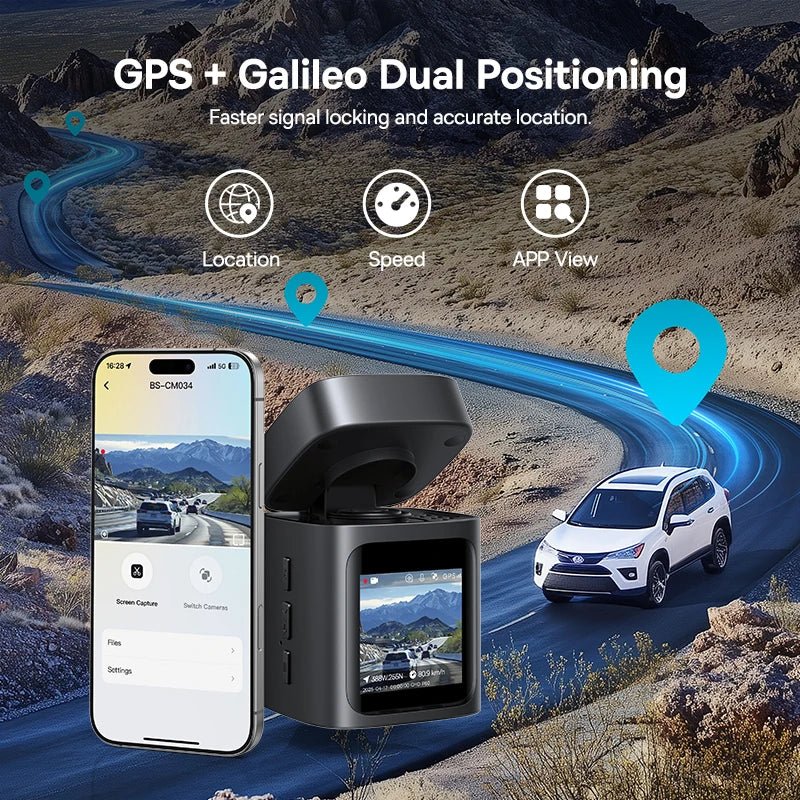 Baseus 3K Dash Cam VD1 Dual Front Plus Rear Camera With GPS Galileo And Supercap