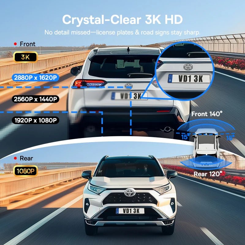 Baseus 3K Dash Cam VD1 Dual Front Plus Rear Camera With GPS Galileo And Supercap